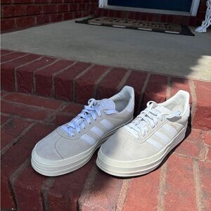 adidas Off-White/Cream Suede Low-Top Sneakers